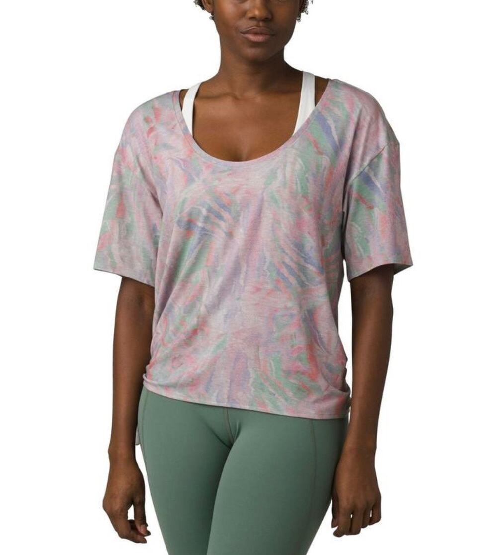 Prana Polyjungle Minted Short Sleeve T-Shirt Side Tie Large